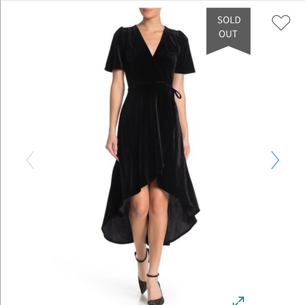 Vanity Room- Surplice Velvet High/Low Wrap Dress